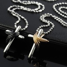 Colgantes De Titanio Con Alas De Ángel Y Cruz Para Enamorados, Regalo De San Valentín - Cadenas Gratis