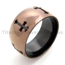 Anillo De Titanio Con Cruz Clásica