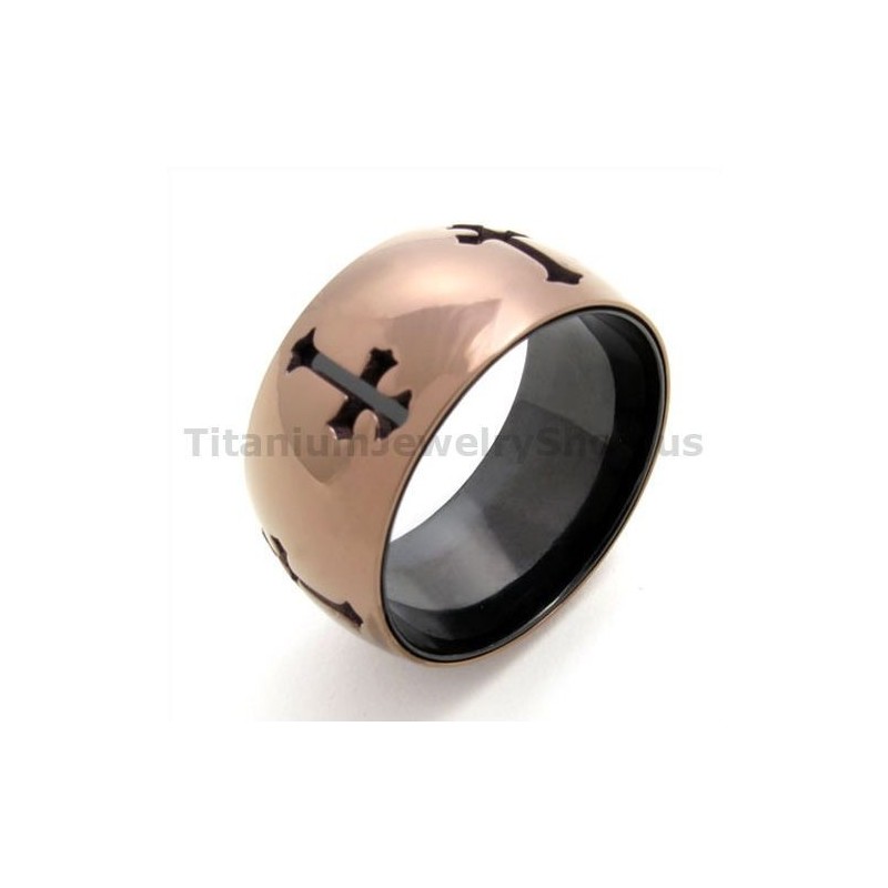 Anillo De Titanio Con Cruz Clásica