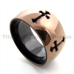 Anillo De Titanio Con Cruz Clásica