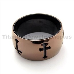 Anillo De Titanio Con Cruz Clásica