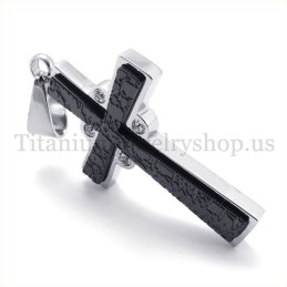 Colgante De Cruz De Titanio De Dos Capas Con Diamantes De Moda