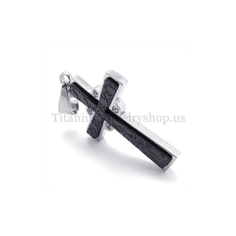 Colgante De Cruz De Titanio De Dos Capas Con Diamantes De Moda Colgante De Cruz De Titanio De Dos Capas Con Diamantes De Moda