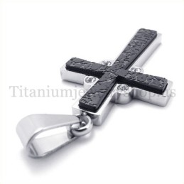 Colgante De Cruz De Titanio De Dos Capas Con Diamantes De Moda