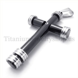 Colgante De Cruz De Titanio Con Forma De Cilindro Negro De Moda