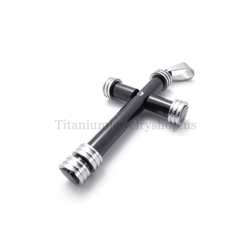 Colgante De Cruz De Titanio Con Forma De Cilindro Negro De Moda Colgante De Cruz De Titanio Con Forma De Cilindro Negro De Moda