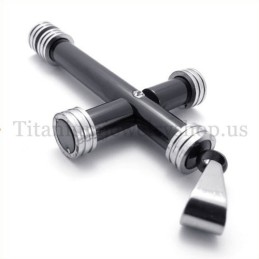 Colgante De Cruz De Titanio Con Forma De Cilindro Negro De Moda