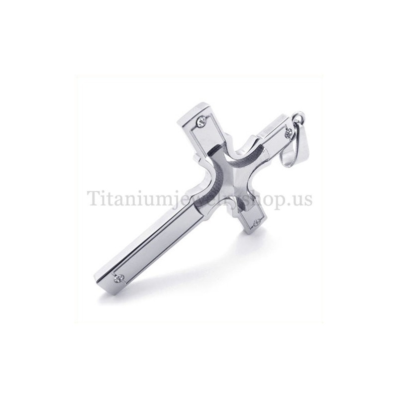 Colgante De Cruz Pequeña De Titanio Con Diamantes Incrustados En Plata De Moda Colgante De Cruz Pequeña De Titanio Con Diamantes Incrustados En Plata De Moda