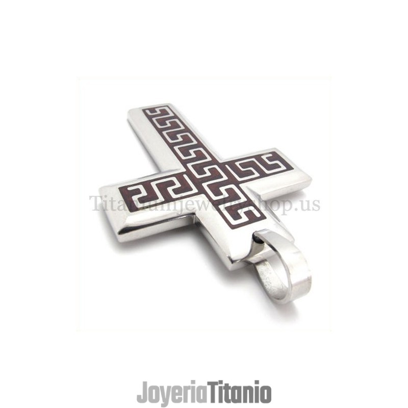 Colgante De Cruz De Titanio Para Hombre Con Diseño De Café Colgante De Cruz De Titanio Para Hombre Con Diseño De Café