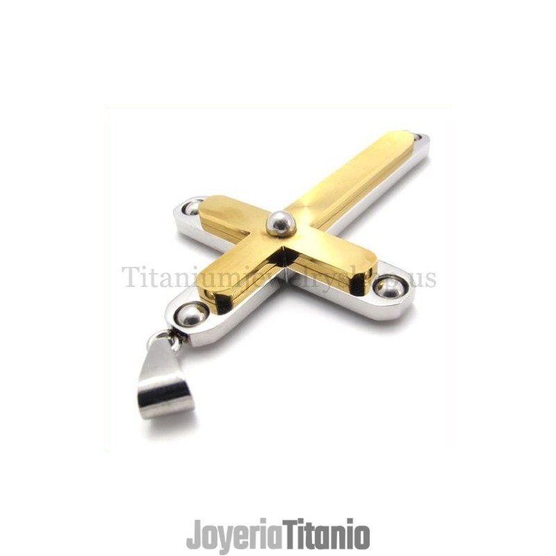 Colgante De Cruz De Titanio De Dos Capas Con Diamantes De Moda Colgante De Cruz De Titanio De Dos Capas Con Diamantes De Moda