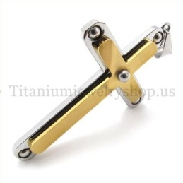 Colgante De Cruz De Titanio De Dos Capas Con Diamantes De Moda
