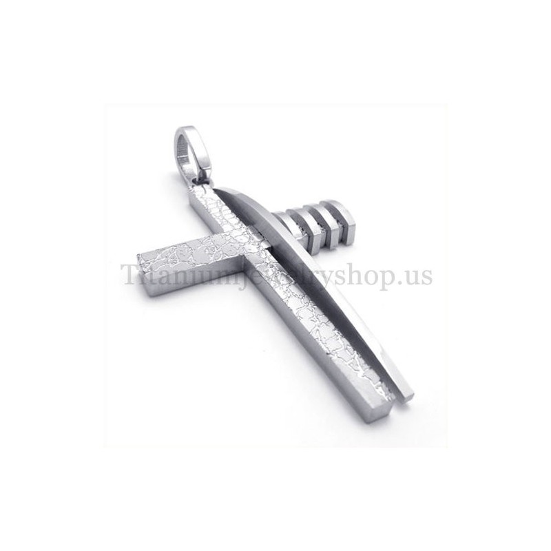Colgante De Cruz De Titanio Para Hombre, De Plata Pura, Con Forma Asimétrica, A La Moda Colgante De Cruz De Titanio Para Hombre, De Plata Pura, Con Forma Asimétrica, A La Moda
