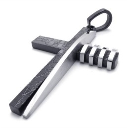 Colgante De Cruz De Titanio Para Hombre, De Moda, Asimétrico, Negro Y Plateado