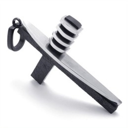 Colgante De Cruz De Titanio Para Hombre, De Moda, Asimétrico, Negro Y Plateado