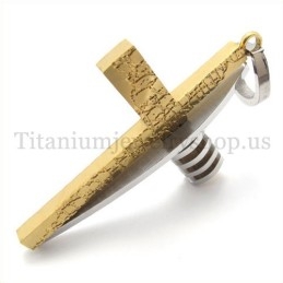 Colgante De Cruz De Titanio Para Hombre, De Moda, Con Forma Asimétrica, Dorado Y Plateado