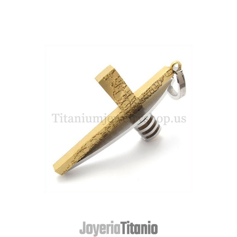 Colgante De Cruz De Titanio Para Hombre, De Moda, Con Forma Asimétrica, Dorado Y Plateado
