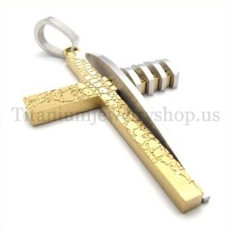 Colgante De Cruz De Titanio Para Hombre, De Moda, Con Forma Asimétrica, Dorado Y Plateado