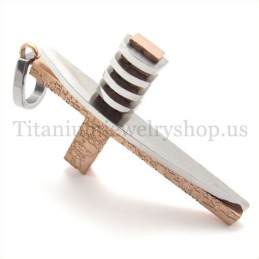 Colgante De Cruz De Titanio Para Hombre, Forma Asimétrica, Color Café Dorado