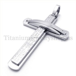 Colgante De Cruz De Titanio De Dos Capas De Plata