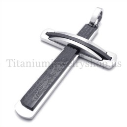Colgante De Cruz De Titanio Negro De Dos Capas De Moda