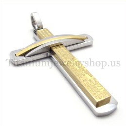Colgante De Cruz De Titanio De Dos Capas De Oro Y Moda