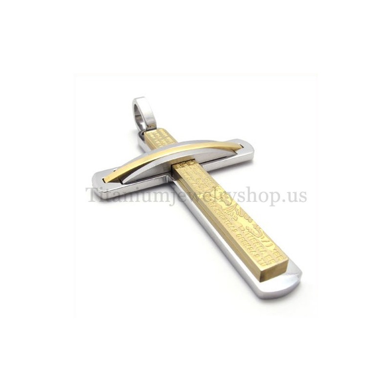 Colgante De Cruz De Titanio De Dos Capas De Oro Y Moda Colgante De Cruz De Titanio De Dos Capas De Oro Y Moda