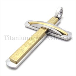 Colgante De Cruz De Titanio De Dos Capas De Oro Y Moda