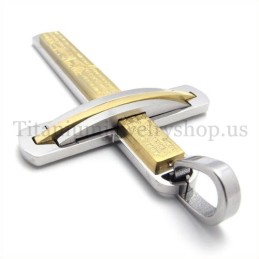Colgante De Cruz De Titanio De Dos Capas De Oro Y Moda