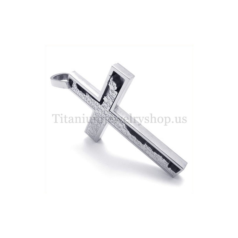Colgante De Cruz De Titanio Cuadrado De Plata Con Relleno Incompleto Colgante De Cruz De Titanio Cuadrado De Plata Con Relleno Incompleto