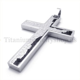 Colgante De Cruz De Titanio Cuadrado De Plata Con Relleno Incompleto