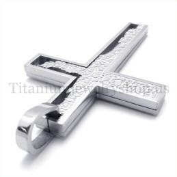 Colgante De Cruz De Titanio Cuadrado De Plata Con Relleno Incompleto