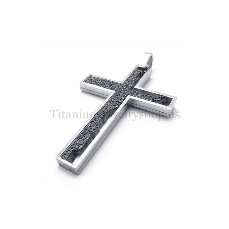 Colgante De Cruz De Titanio Cuadrado Con Relleno Incompleto Negro Colgante De Cruz De Titanio Cuadrado Con Relleno Incompleto Negro