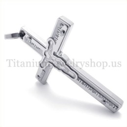 Colgante De Cruz De Titanio Con Jesús Tallado