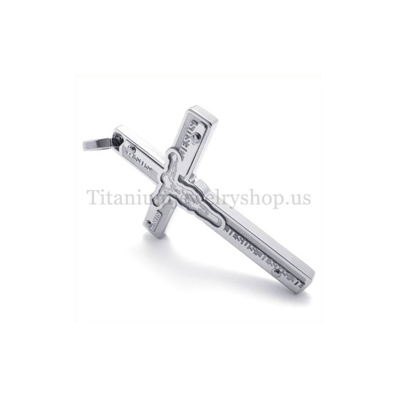 Colgante De Cruz De Titanio Con Jesús Tallado Colgante De Cruz De Titanio Con Jesús Tallado