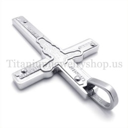 Colgante De Cruz De Titanio Con Jesús Tallado