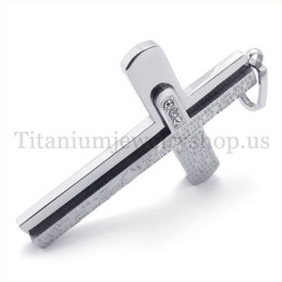 Colgante De Cruz De Titanio Con Dos Capas Y Diamante De La Biblia