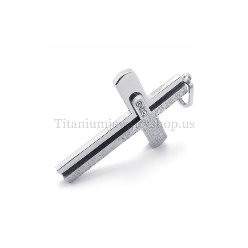 Colgante De Cruz De Titanio Con Dos Capas Y Diamante De La Biblia Colgante De Cruz De Titanio Con Dos Capas Y Diamante De La Biblia