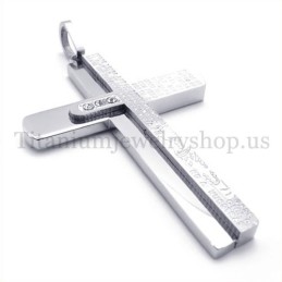 Colgante De Cruz De Titanio Con Dos Capas Y Diamante De La Biblia
