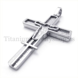 Colgante De Cruz De Titanio Con Diseño De Jesús Tallado