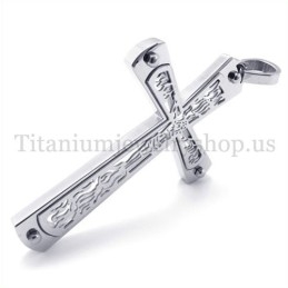 Colgante De Cruz De Titanio Con Diseño De Cruz Hueca Incrustada