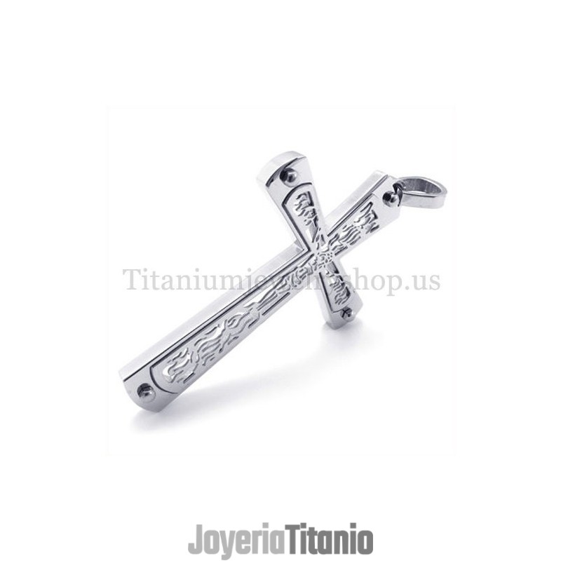 Colgante De Cruz De Titanio Con Diseño De Cruz Hueca Incrustada