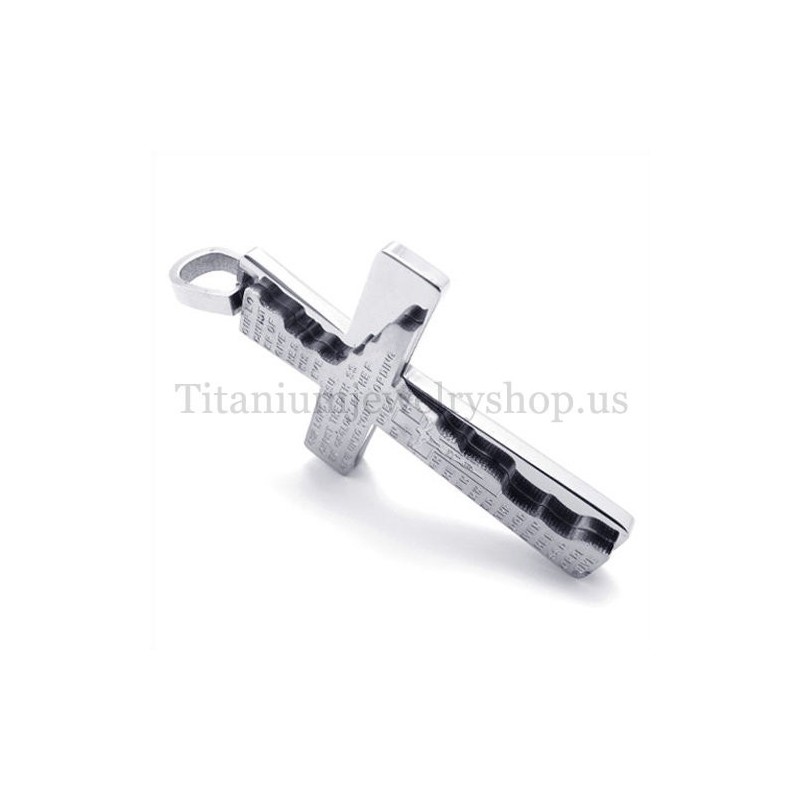 Colgante De Cruz De Titanio De Dos Capas Con La Biblia