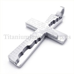 Colgante De Cruz De Titanio De Dos Capas Con La Biblia