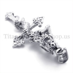 Colgante De Cruz De Titanio Con Diseño De Dragón Enroscado Para Hombre