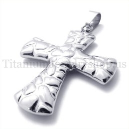 Colgante De Cruz De Titanio Con Diseño De Adoquines