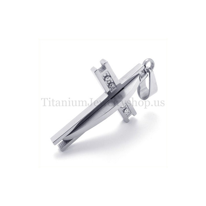 Colgante De Cruz De Titanio De Moda De Plata Con Diamantes Colgante De Cruz De Titanio De Moda De Plata Con Diamantes