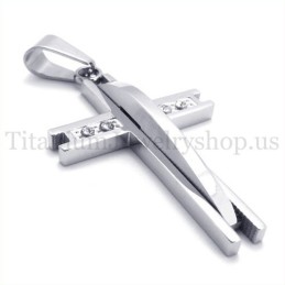 Colgante De Cruz De Titanio De Moda De Plata Con Diamantes