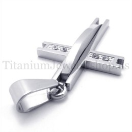 Colgante De Cruz De Titanio De Moda De Plata Con Diamantes