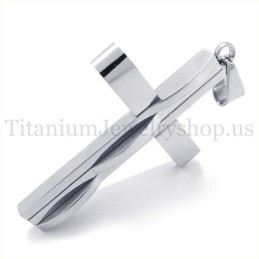 Colgante De Cruz De Titanio Para Hombre De Moda Plateada