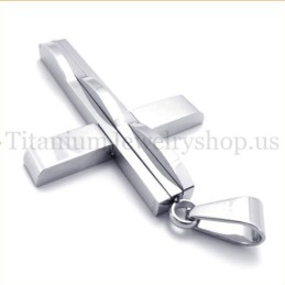 Colgante De Cruz De Titanio Para Hombre De Moda Plateada